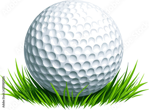 Isolated a realistic Golf ball and grass vector art with white background..