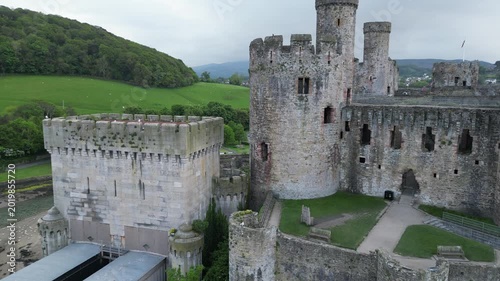 Aerial view of medieval Conwy Castle, Wales