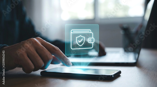 Secure Digital Wallet Payment Concept on Smartphone for Cyber Security and Fintech Website Banner
