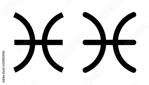 Schilderij op canvas Pisces Zodiac Symbol Pair, Isolated on White Background