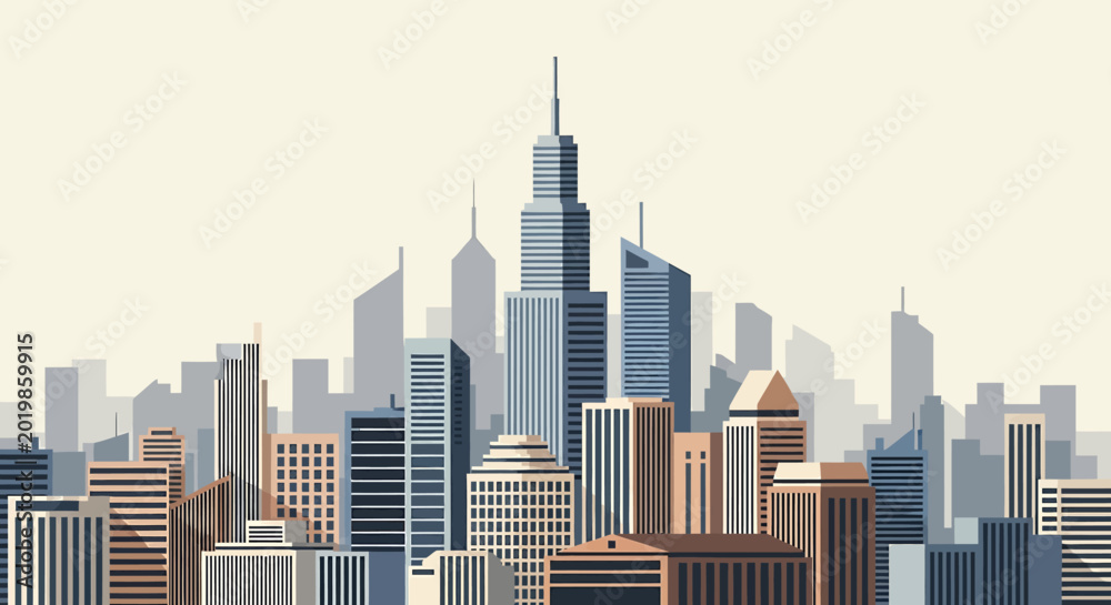 Obraz premium Cityscape Silhouette with Modern Skyscrapers and Urban Skyline.