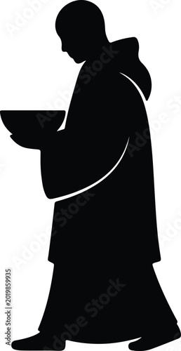 Silhouette design of a person holding a bowl vector