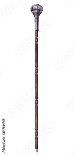 Konstfotografi Wooden and metal  walking stick of senior