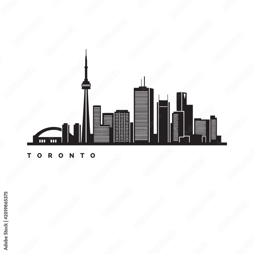 Obraz premium Toronto Canada Skyline Silhouette Simple Black and White Vector Illustration