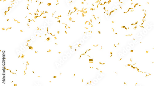Bilde på lerret Falling Gold Confetti Full Frame Transparent PNG 3D render