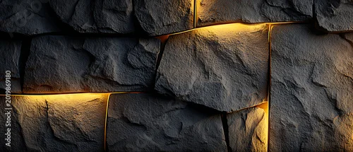Panel kuchenny z motywem Seamless grey stone wall texture featuring realistic slate rock cladding, decorative masonry background for architectural facade, paving surface and modern construction projects