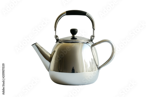 Shiny Metal Teapot With Handle.