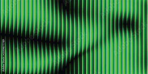 Canvastavla White to green glass gradient with transparent lines and soft lighting that fills the black background