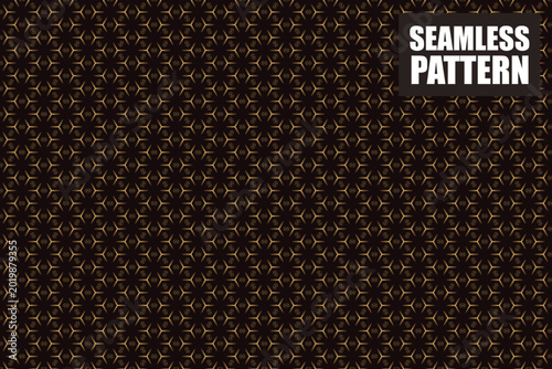 Seamless geometric pattern with intricate floral and star motifs on dark background
