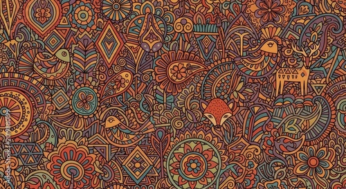 Colorful hand drawn decorative pattern illustration for background use