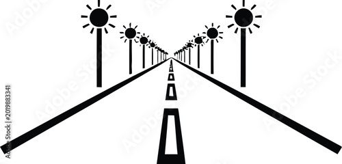 Photos Abstract illustration of a vanishing road with streetlights vanishing point ligh