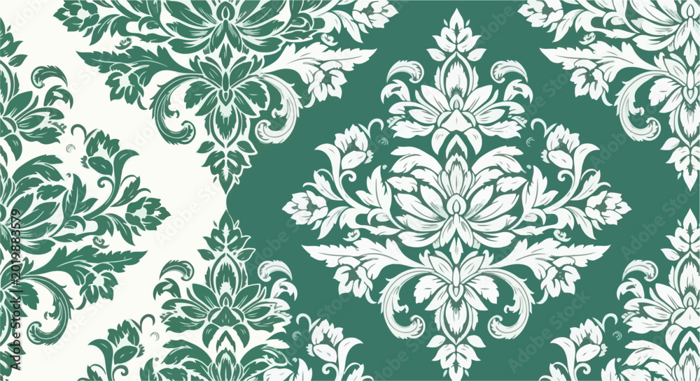 Obraz premium Traditional seamless damask ornament background with intricate botanical details