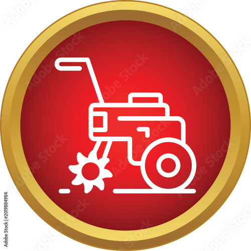 Walking tractor tilling machine icon representing agriculture and gardening