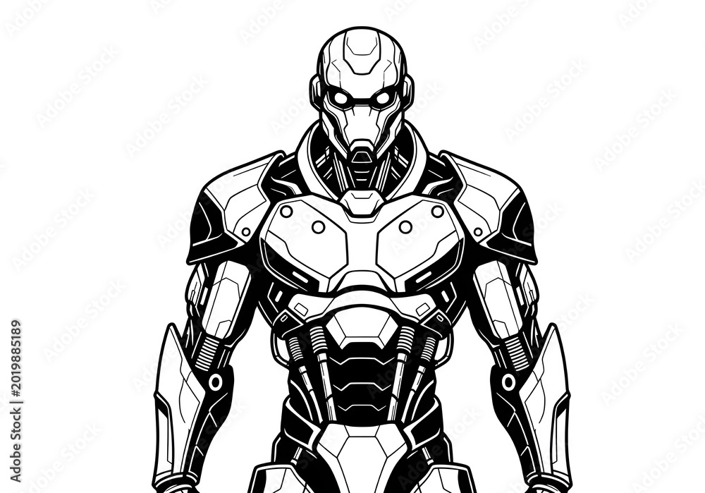 Fototapeta premium Illustration of a futuristic knight robot in Futuristic_robot_warrior_mechani