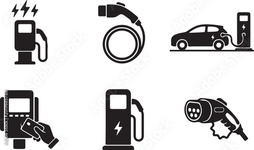 Quadro su tela Electric vehicle charging station icons