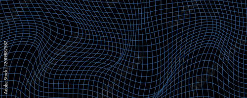 Abstract Warped Wireframe Mesh Grid. Curved Surface Background. Technology Grid Pattern. Distorted Mesh Grid Waves isolated on White Background. Vector Illustration.