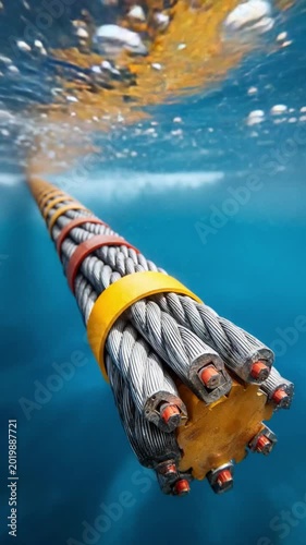 Subsea Cable Installation: A vivid portrayal of a subsea cable installation, showcasing the advanced technology used to lay essential infrastructure beneath the waves, connecting the world.