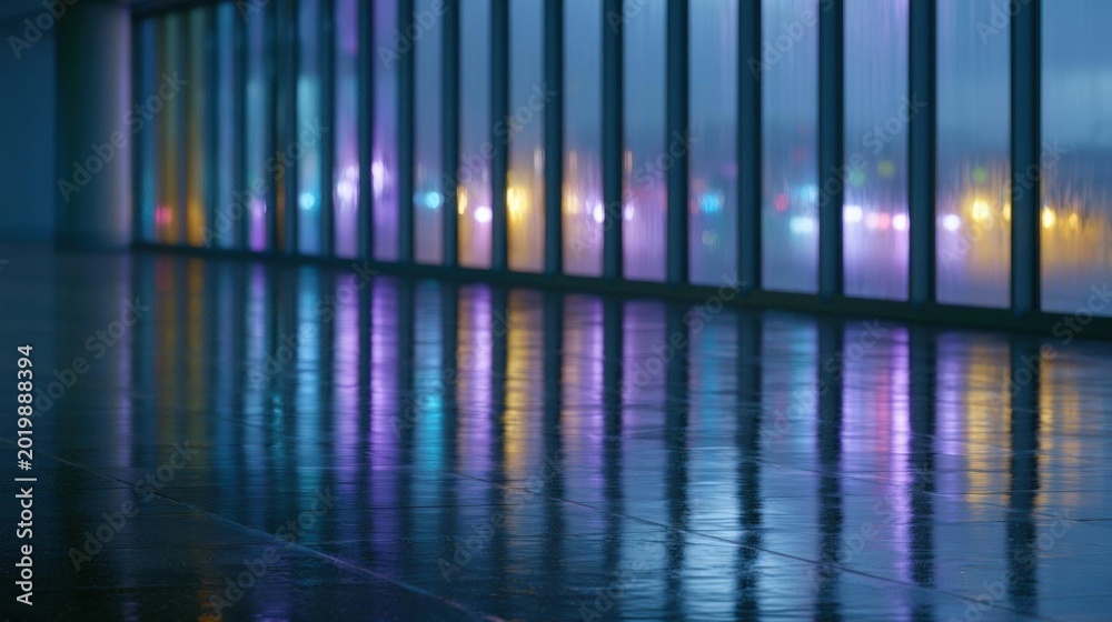Fototapeta premium Close-up of a long, rectangular window with a grid-like pattern. the window is made up of vertical bars that are arranged in a way that creates a sense of depth and dimension.