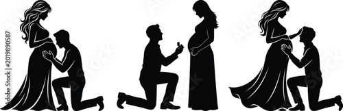 Fotografía Silhouette of a man proposing to a pregnant woman