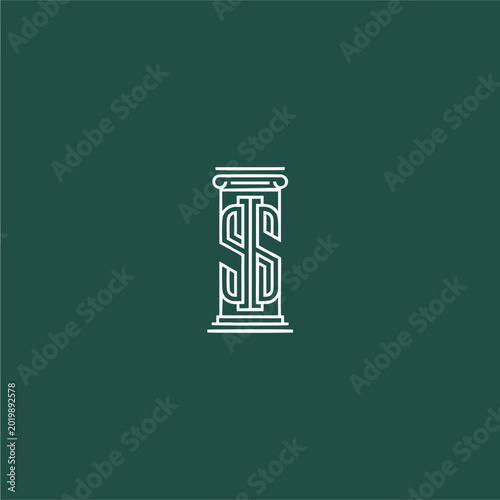 Luxury Monogram Letter S Logo with Elegant Pillar Style