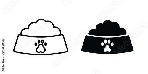 Bild auf Leinwand Pets bowl icon collection. Thin linear outline icon pack