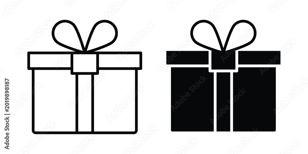 Fototapeta premium Present box icon collection. Thin linear outline icon pack