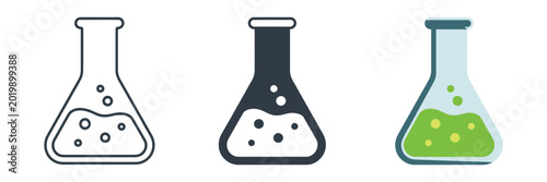 Fotografía Laboratory beaker icon set in flat style featuring flask with liquid vector illustration for science and pharmacy concepts