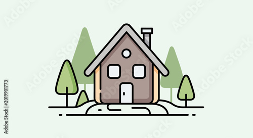 Foto Simple brown house with roof.
