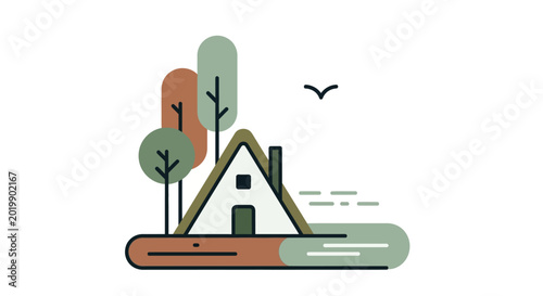Schilderij op canvas Simple Illustration of a House.