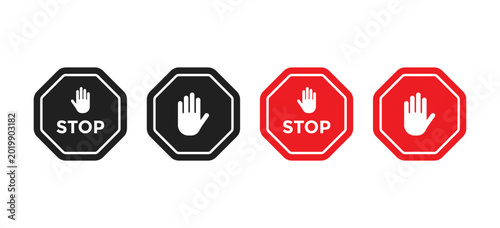 Bild auf Leinwand Stop set sign with hand