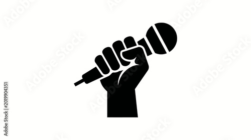 Black fist holding microphone icon