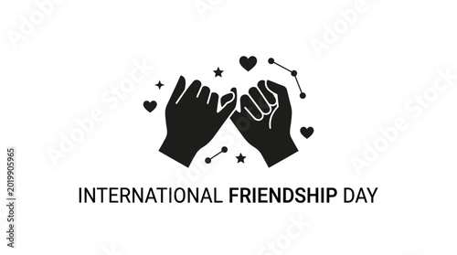 Φωτογραφία International Friendship Day illustration with pinky promise hands and decorative elements