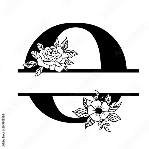 Letter O Floral Split Monogram SVG Rose Flower Initial Design for Cricut Silhouette Personalized Gifts