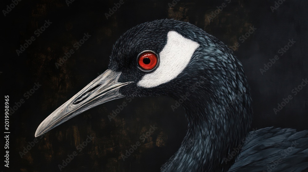 Obraz premium Close-up portrait of a black crane