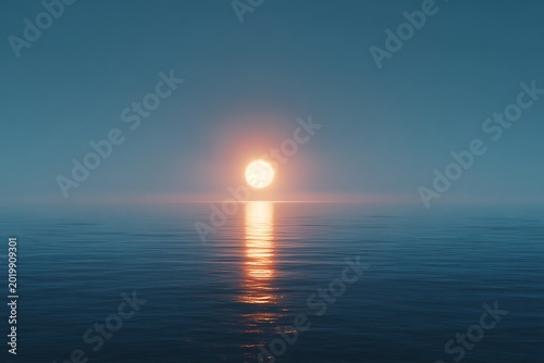 glowing orb rising from sea