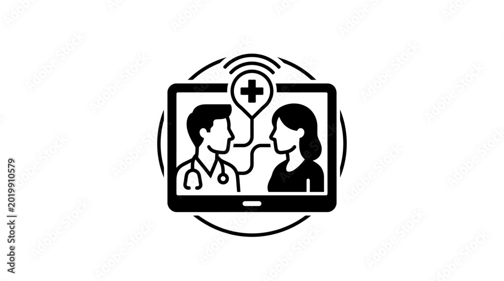 Fototapeta premium Telemedicine consultation on a computer screen.