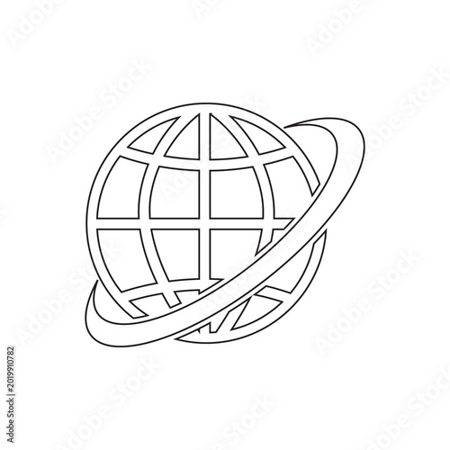 Global earth globe icon vector illustration of world internet network concept 3d sphere communication design