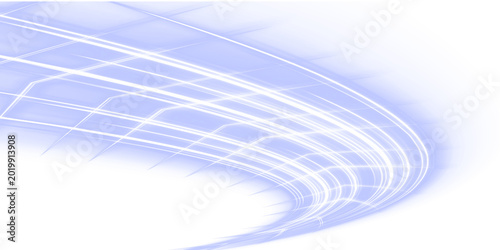 Neon blue trail glides forward, leaving a smooth glowing aerodynamic path. Continuous motion enhances depth and futuristic atmosphere. Ideal for digital effects png