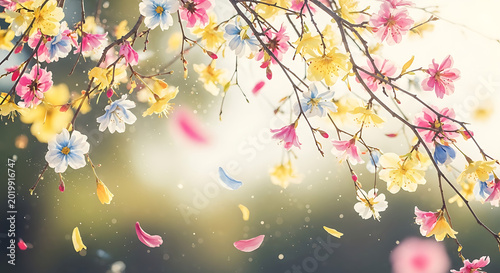branch flower Photo Overlays, Summer spring painted overlays, Photo art