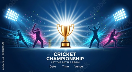 Cricket championship trophy winner celebration