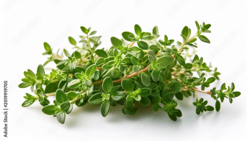 Obraz premium fresh thyme herb plant sprout isolated white background