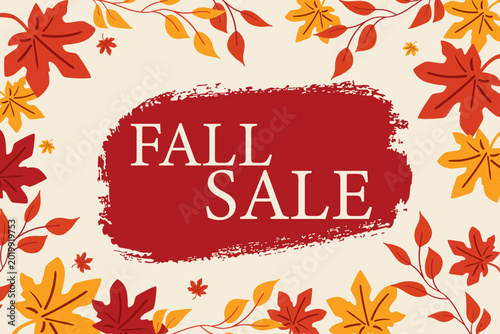 A background image for the Fall Sale advertising campaign featuring autumn maple leaves and branches to promote fall shopping and seasonal sales.