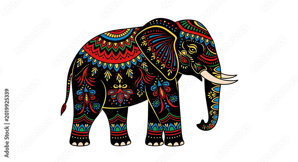 Obraz premium Colorful pixel art elephant illustration