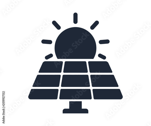 Solar panel with sun icon renewable energy symbol