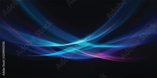 Fotografija An abstract blue wave background with futuristic flowing digital lines and a glo
