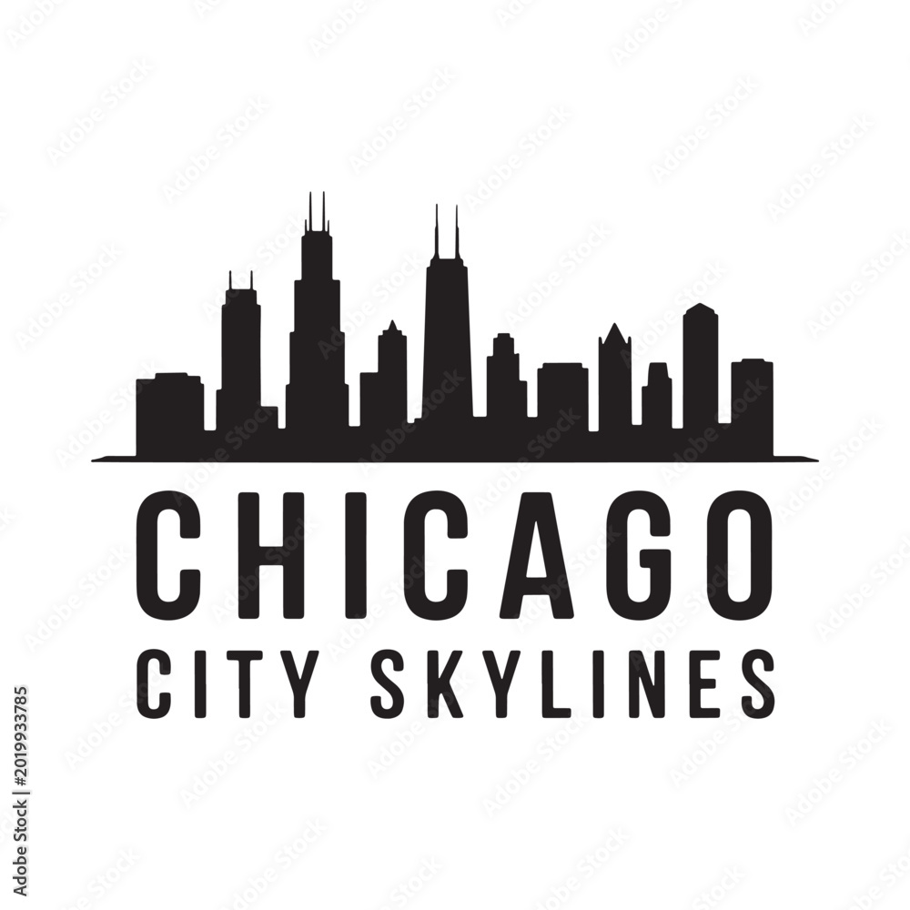 Naklejka premium Chicago skyline silhouette on white background