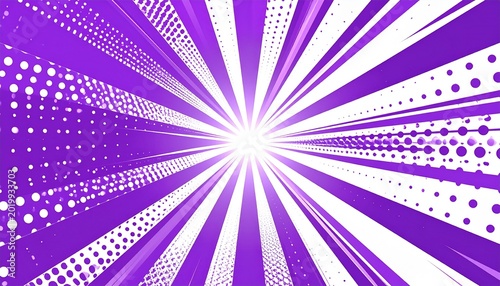 Vibrant purple sunburst radiates outward in comic book style illustration