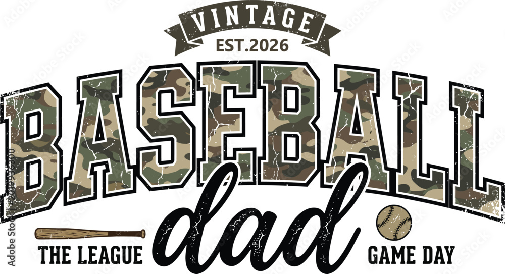 Obraz premium Retro Baseball Dad Game Day Typography Design