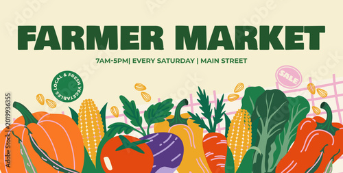 Принти на полотні Horizontal banner for a farmer market event