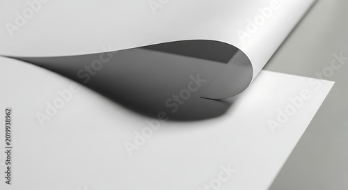 Blank page with curled edge corner and shadow isolated